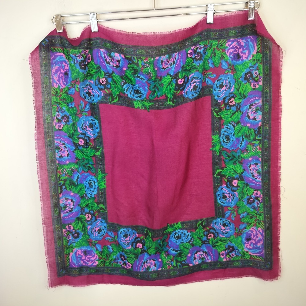Vintage Floral Scarf 31" Square, Challis by Berkshire Made in Japan